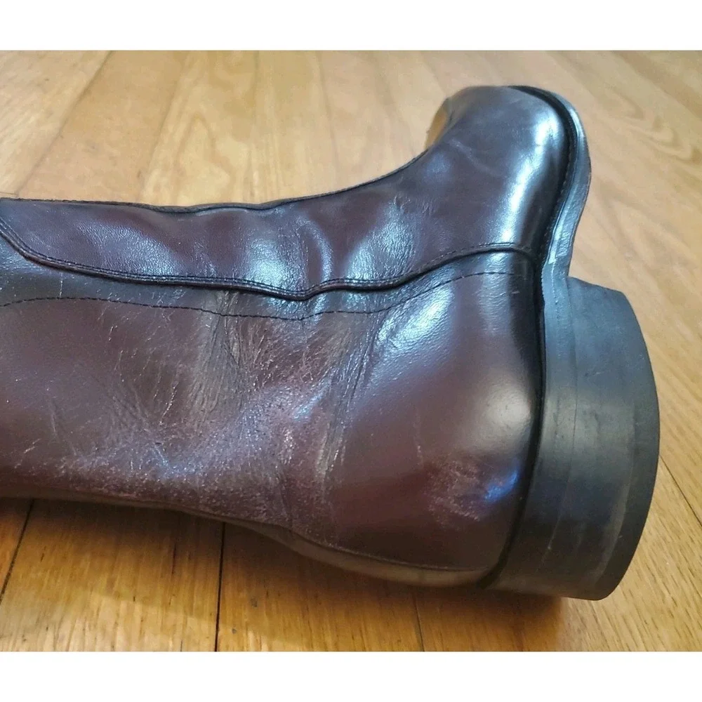 Florsheim Mens Burgundy Leather Side Zip Ankle Boots Square Toe 10.5 D 11087-05